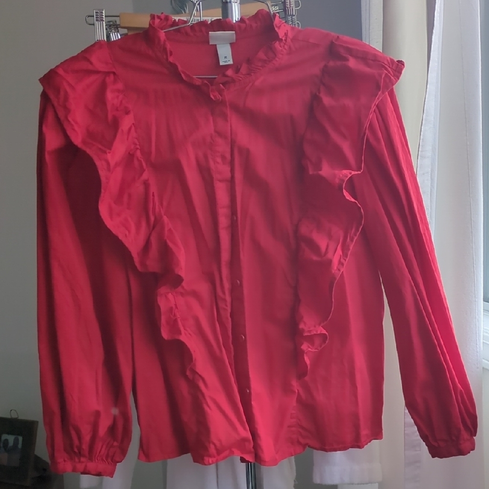 Red Ruffled Women's Top